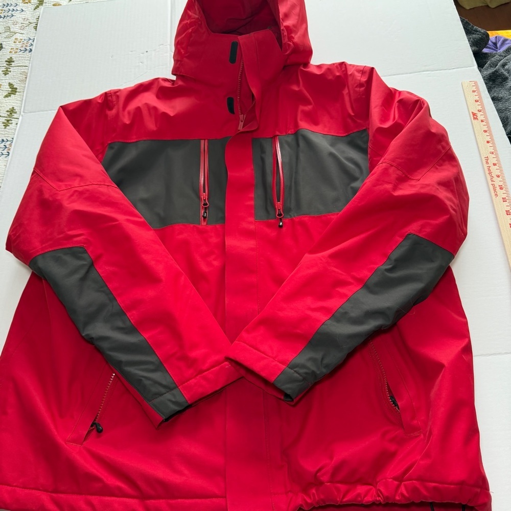 Lands' End Men's Vibrant Red and Charcoal Ski Jacket